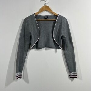 Beverly Beck Y2K Ivy‎ Retro Preppy Cropped Bolero Cardigan Striped Womens Large
